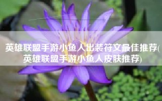 英雄联盟手游小鱼人出装符文最佳推荐(英雄联盟手游小鱼人皮肤推荐)