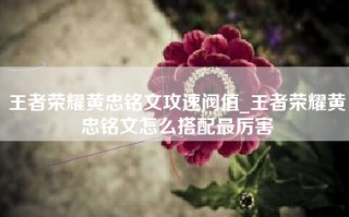 王者荣耀黄忠铭文攻速阀值_王者荣耀黄忠铭文怎么搭配最厉害
