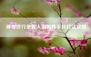 神都夜行录鲛人泪围阵平民打法攻略