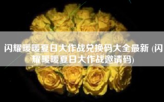 闪耀暖暖夏日大作战兑换码大全最新 (闪耀暖暖夏日大作战邀请码)