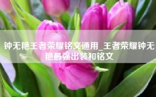 钟无艳王者荣耀铭文通用_王者荣耀钟无艳最强出装和铭文