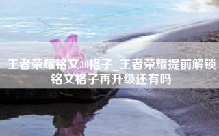 王者荣耀铭文30格子_王者荣耀提前解锁铭文格子再升级还有吗