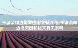 王者荣耀边境突围铭文有效吗_王者荣耀边境突围和铭文有关系吗