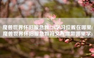 魔兽世界怀旧服急救225学习位置在哪里(魔兽世界怀旧服急救符文布绷带哪里学)