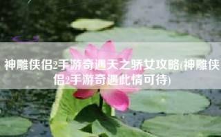 神雕侠侣2手游奇遇天之骄女攻略(神雕侠侣2手游奇遇此情可待)