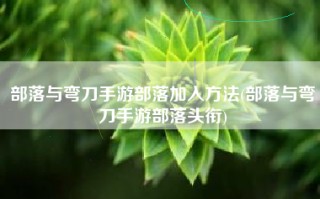 部落与弯刀手游部落加入方法(部落与弯刀手游部落头衔)