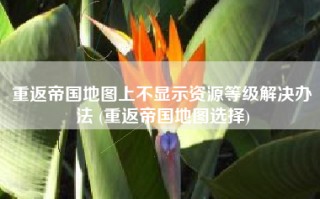 重返帝国地图上不显示资源等级解决办法 (重返帝国地图选择)