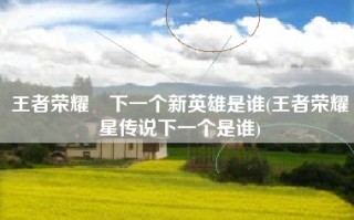 王者荣耀暃下一个新英雄是谁(王者荣耀星传说下一个是谁)