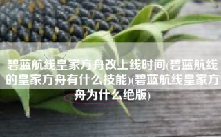 碧蓝航线皇家方舟改上线时间(碧蓝航线的皇家方舟有什么技能)(碧蓝航线皇家方舟为什么绝版)