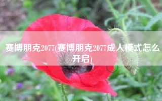 赛博朋克2077(赛博朋克2077成人模式怎么开启)