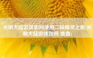 光明大陆游侠如何使用二段精灵之箭(光明大陆游侠如何 堆血)