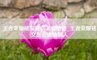 王者荣耀铭文被别人卖给谁_王者荣耀铭文怎么卖给别人