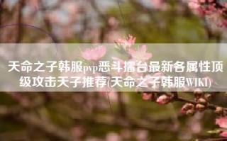 天命之子韩服pvp恶斗擂台最新各属性顶级攻击天子推荐(天命之子韩服WIKI)