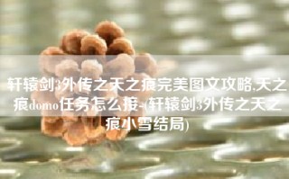轩辕剑3外传之天之痕完美图文攻略,天之痕domo任务怎么接-(轩辕剑3外传之天之痕小雪结局)