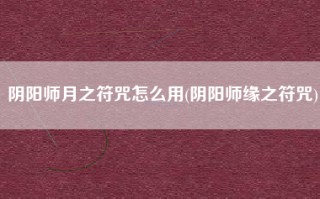 阴阳师月之符咒怎么用(阴阳师缘之符咒)