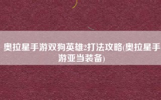 奥拉星手游双狗英雄2打法攻略(奥拉星手游亚当装备)