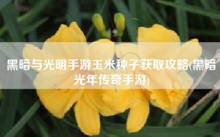 黑暗与光明手游玉米种子获取攻略(黑暗光年传奇手游)