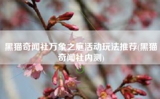 黑猫奇闻社万象之庭活动玩法推荐(黑猫奇闻社内测)