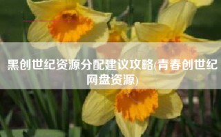 黑创世纪资源分配建议攻略(青春创世纪网盘资源)