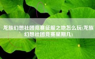 龙族幻想社团竞赛征服之地怎么玩(龙族幻想社团竞赛星期几)