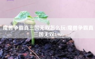 魔兽争霸真三国无双怎么玩(魔兽争霸真三国无双3.9D)