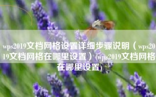 wps2019文档网格设置详细步骤说明（wps2019文档网格在哪里设置）(wps2019文档网格在哪里设置)