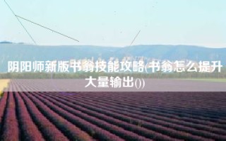 阴阳师新版书翁技能攻略(书翁怎么提升大量输出())