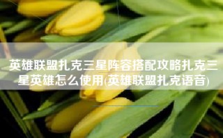 英雄联盟扎克三星阵容搭配攻略扎克三星英雄怎么使用(英雄联盟扎克语音)