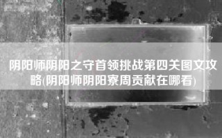 阴阳师阴阳之守首领挑战第四关图文攻略(阴阳师阴阳寮周贡献在哪看)