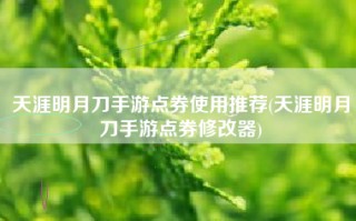 天涯明月刀手游点券使用推荐(天涯明月刀手游点券修改器)