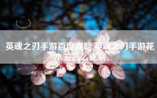 英魂之刃手游百度攻略,英魂之刃手游花木兰怎么克制