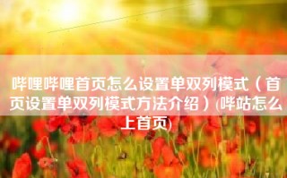 哔哩哔哩首页怎么设置单双列模式（首页设置单双列模式方法介绍）(哔站怎么上首页)