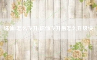 诛仙3怎么飞升(诛仙飞升后怎么升级快)