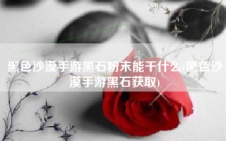 黑色沙漠手游黑石粉末能干什么(黑色沙漠手游黑石获取)