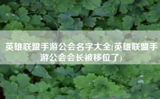 英雄联盟手游公会名字大全(英雄联盟手游公会会长被移位了)