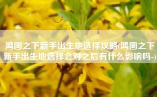 鸿图之下新手出生地选择攻略(鸿图之下新手出生地选择会对之后有什么影响吗-)