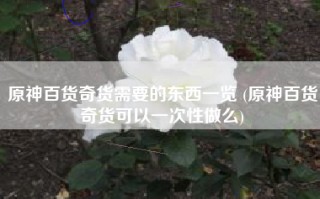 原神百货奇货需要的东西一览 (原神百货奇货可以一次性做么)