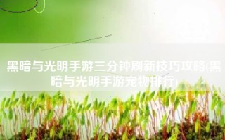 黑暗与光明手游三分钟刷新技巧攻略(黑暗与光明手游宠物排行)