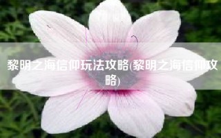 黎明之海信仰玩法攻略(黎明之海信仰攻略)