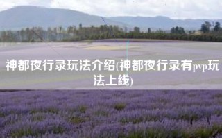 神都夜行录玩法介绍(神都夜行录有pvp玩法上线)