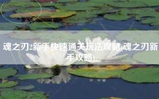 魂之刃2新手快速通关玩法攻略(魂之刃新手攻略)