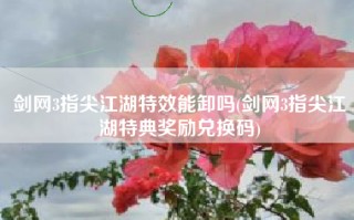 剑网3指尖江湖特效能卸吗(剑网3指尖江湖特典奖励兑换码)