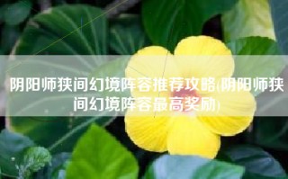 阴阳师狭间幻境阵容推荐攻略(阴阳师狭间幻境阵容最高奖励)