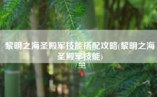 黎明之海圣殿军技能搭配攻略(黎明之海圣殿军技能)