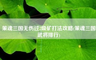 策魂三国无伤过7级矿打法攻略(策魂三国武将排行)