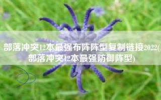 部落冲突12本最强布阵阵型复制链接2022(部落冲突12本最强防御阵型)
