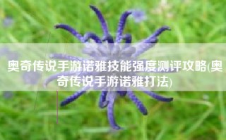 奥奇传说手游诺雅技能强度测评攻略(奥奇传说手游诺雅打法)
