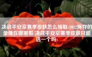 决战平安京赛季皮肤怎么领取-2022保存的录像在哪里看(决战平安京赛季皮肤只能选一个吗)