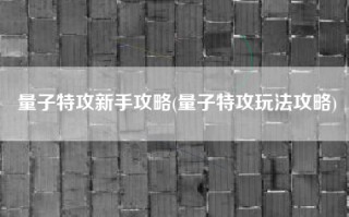 量子特攻新手攻略(量子特攻玩法攻略)