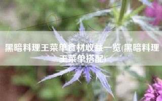 黑暗料理王菜单食材收益一览(黑暗料理王菜单搭配)